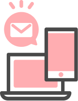 パソコン、スマートフォン、メールのアイコン